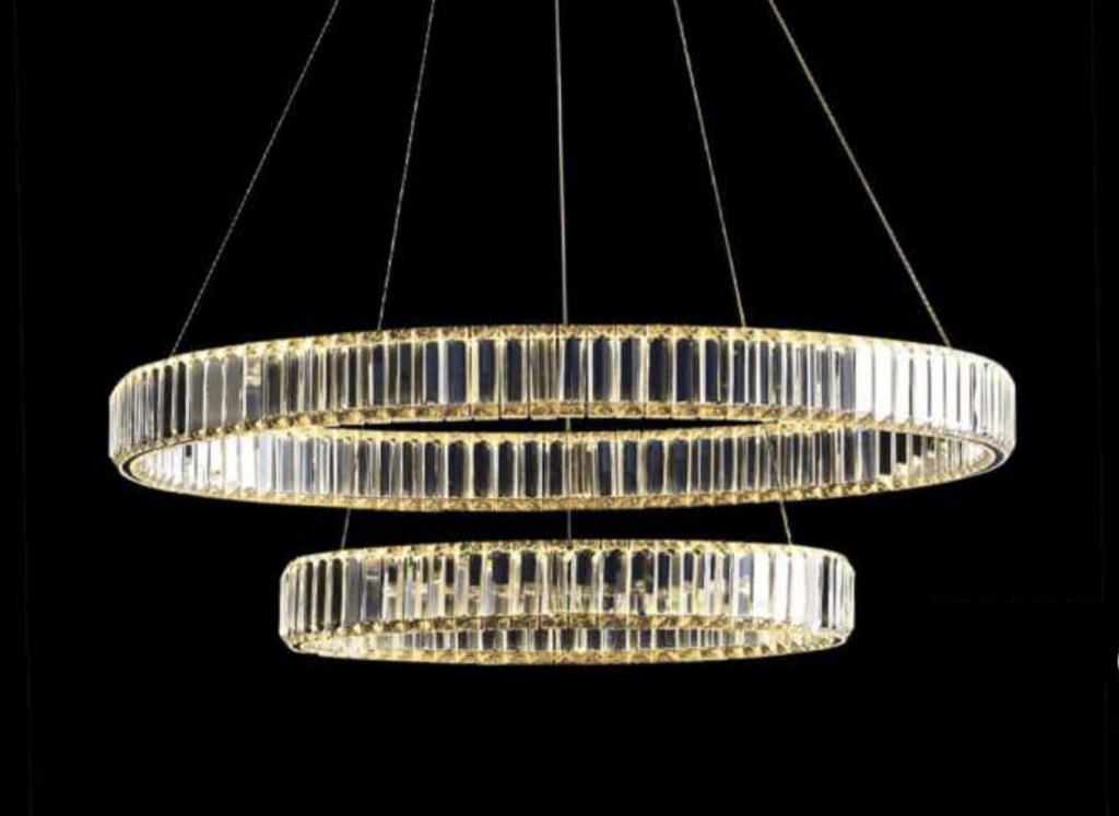 Bohemia 80 Double - double row crystal chandelier LED ring 80+40 gold
