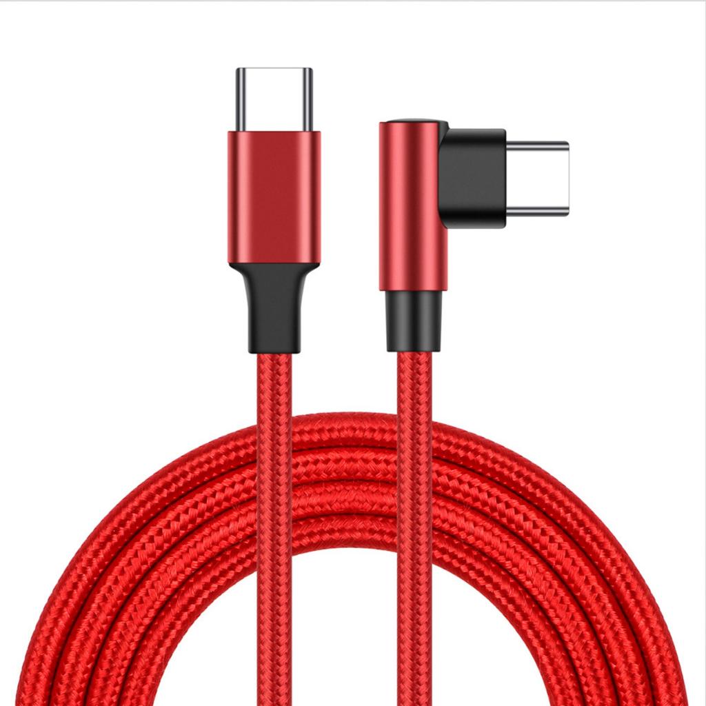 60W USB C Cable Right Angle Design Nylon Braided For Quick Charging Smartphones Tablets Laptops 480Mbps Data Transfer