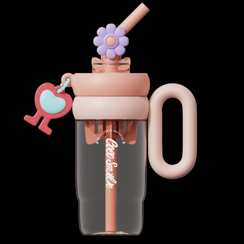 COCO Cat Floral Spinning Handle Cup