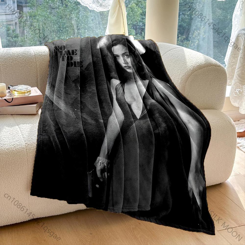 1PC Woman in dark dress holding gun Print Adult Children Warm Blankets Home Travel Car Soft Comfortable Suitable for all seasons