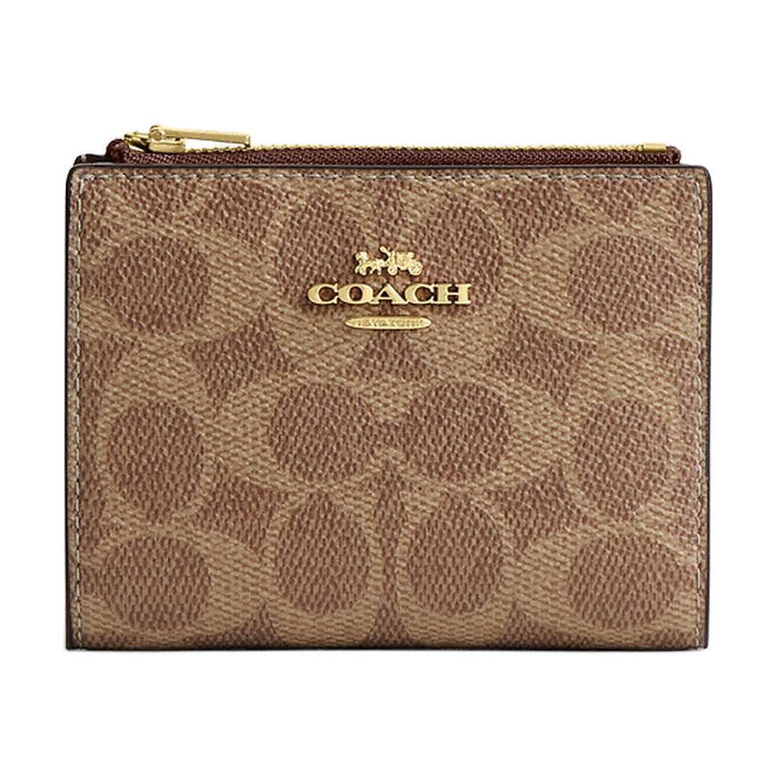 

Coach 12 Brand Logo Double Fold Canvas Wallet Unisex wallet Brown CW803-IMXHE Tan