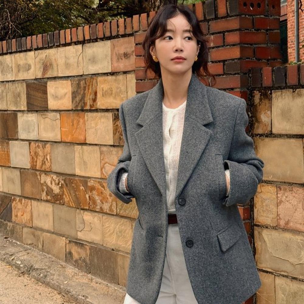 On On ClassIc Wool Cashmere Jacket New5xja22 1f [jung Chae yeOn GI Eun Se I sI An] MELANGE GREY/55