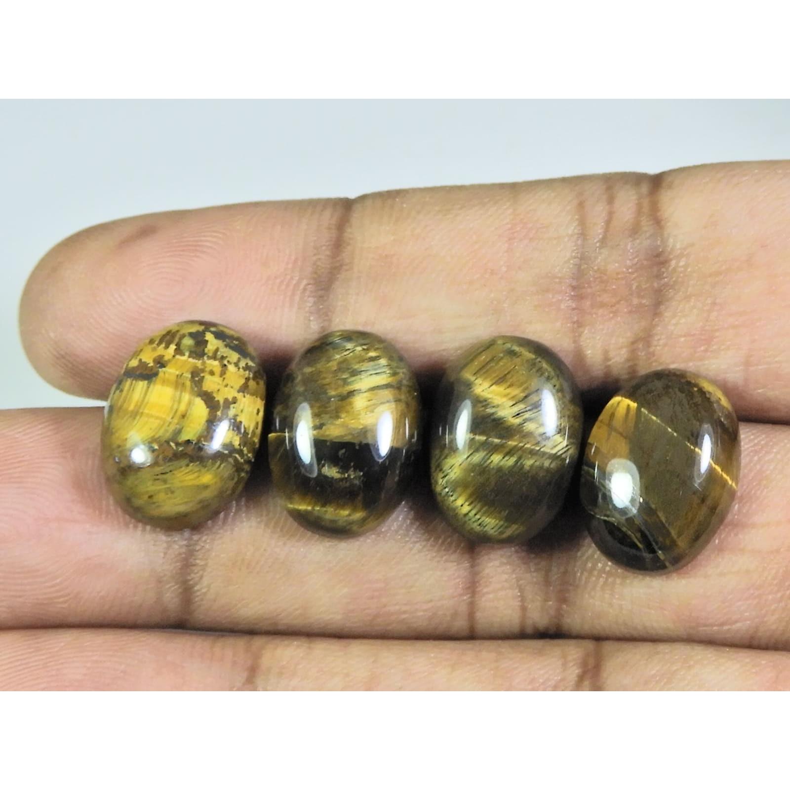 

12X16ММ Натуральный тигровый глаз Овальный кабошон Свободный драгоценный камень Лот 4 шт. 47 Карат. А-521