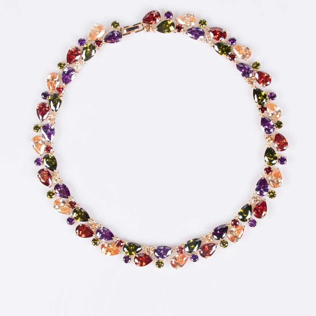 European and American Luxury Zircon Water Drop Bridal Accessories Jewelry Set Necklace Earrings Women's Two-piece Set