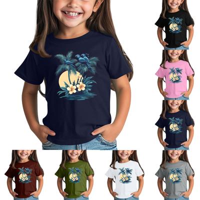 Children's Fashion Daily Printed Round Neck Short Sleeved Casual T-shirt Top
