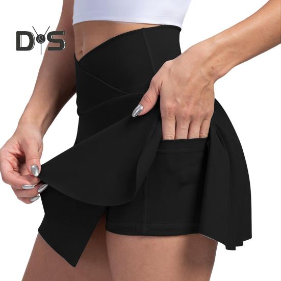 Dámská tenisová sukně s kapsou, vysoký pas, golfová sukně, letní ležérní atletická sportovní běžecká pickleballová cvičební sukně s vnitřními kraťasy