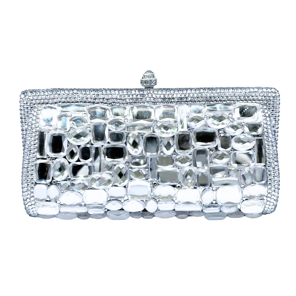 Luxury Gold Glass Crystal Diamond Clutch Purse For Women Bridal Wedding Party Evening Prom Accessory Clutches Ladies Clutch Bag