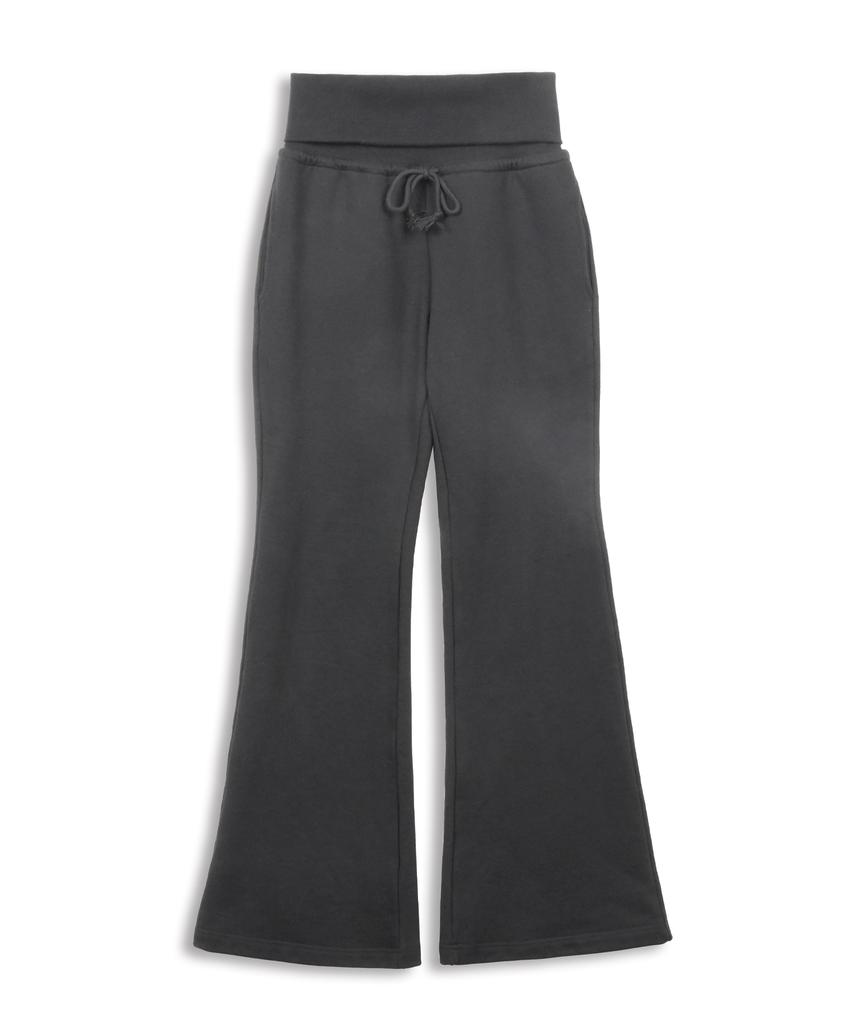 DOFFSEPT Rib Bootcut Sweat Pants In Charcoal