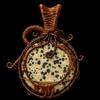 100 ct Natural Dalmatian Jasper Round Pendant Copper Wrapped Gemstone Jewelry Gift