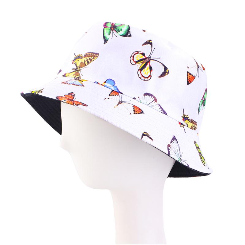 Special butterfly print pot hat summer visor hat outdoor travel sun hat flat top hat JDPM-