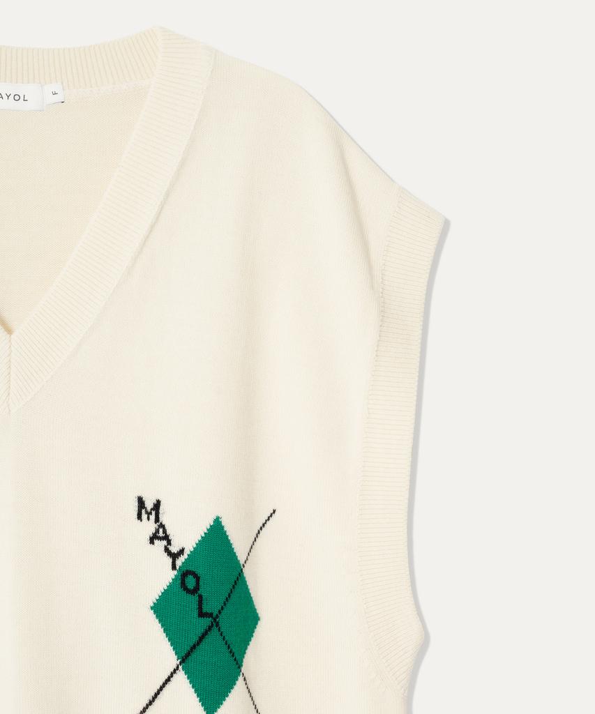 Mayol Argyle Intarsia Knit Vest_Ivory