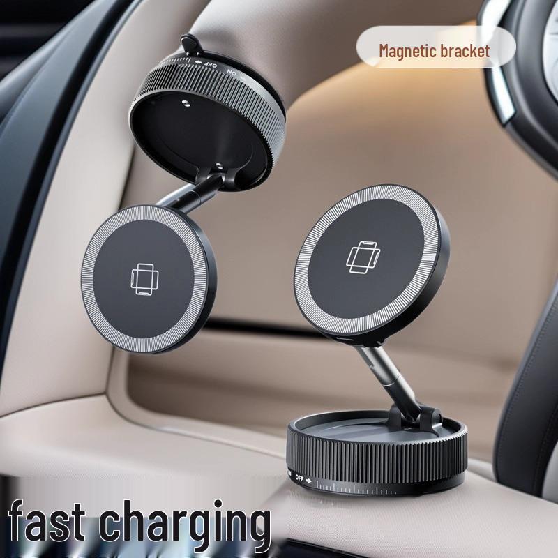 Foldable Magnetic Wireless Charging Phone Holder - Rotatable & Stable Car Mount