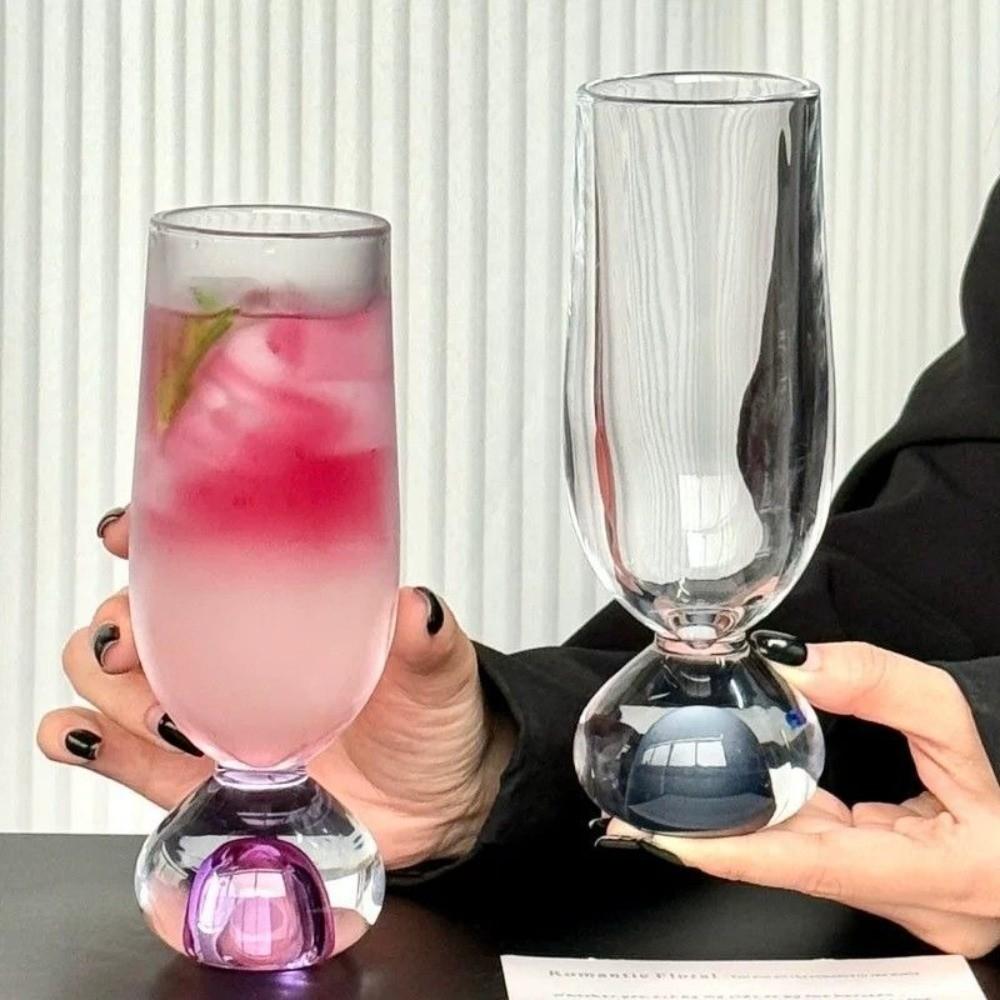 170ml Glass Stemmed Cup Round Bottom Beer Cup Table Decoration Juice Cup  Wine Tasting