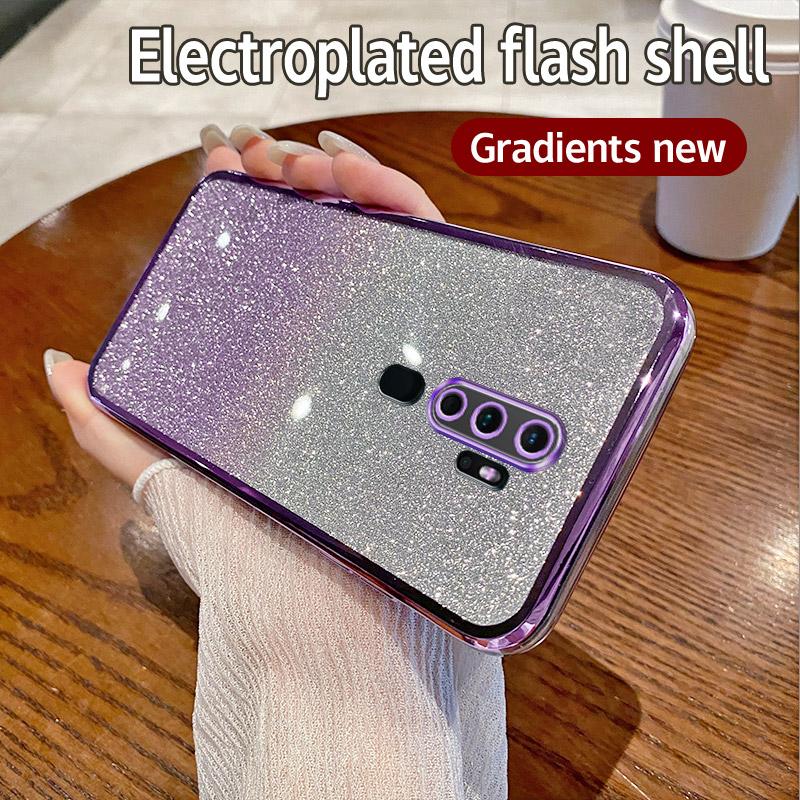 For OPPO A9 2020 Case OPPO A5 2020 Phone Case Shiny Glitter Plating Silicone Camera Lens Soft Back Cover