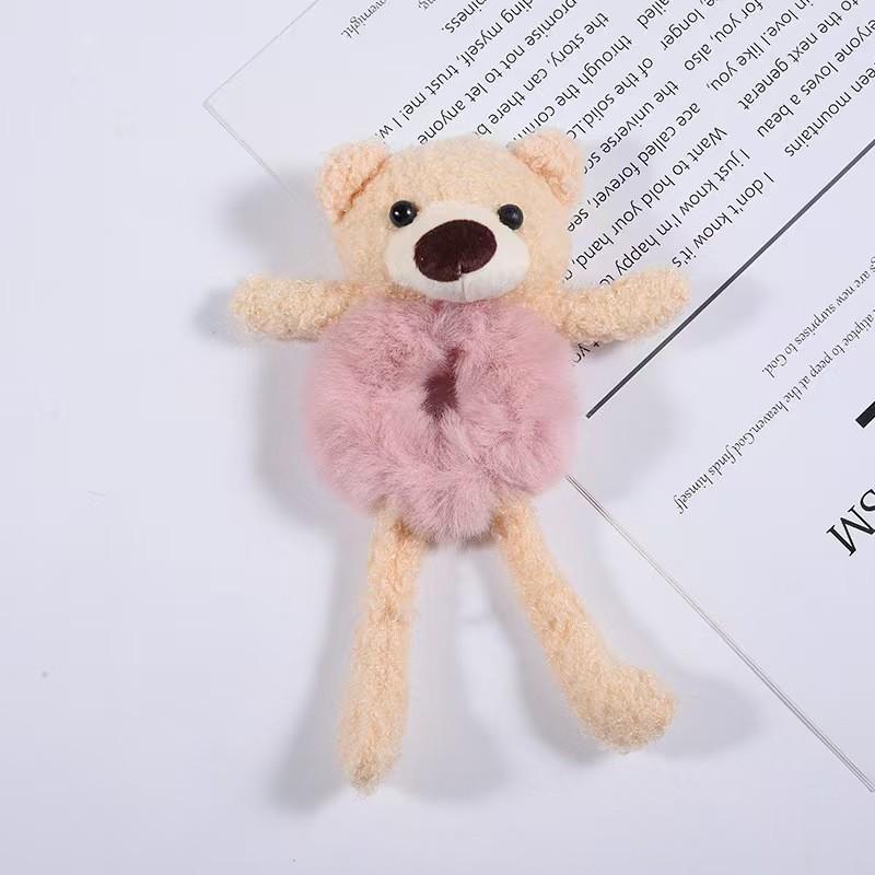 Adorable Bear Hug Cartoon Plush Hair Tie - Women's New Style Ponytail Rubber Band Hair Accessories 2025