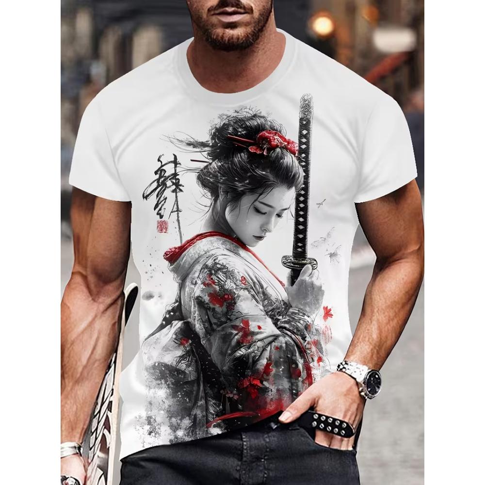 Men's fashionable 3D printed T-shirt, suitable for everyday casual wear, machine washable.