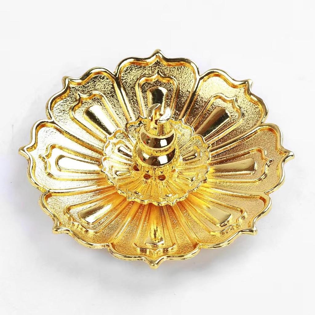 Incense Burner-Brass Lotus Stick Incense Holder,Detachable Incense Ash Catcher