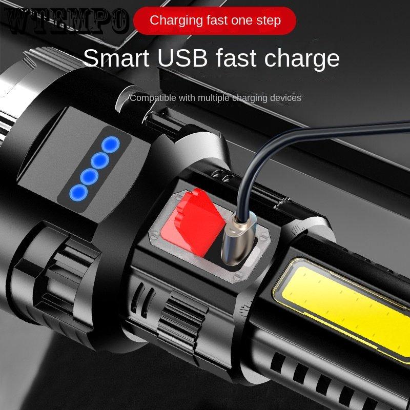 Powerful Torch Outdoor Rechargeable Led Side Light Home Portable Mini Lighting Multifunction Torch