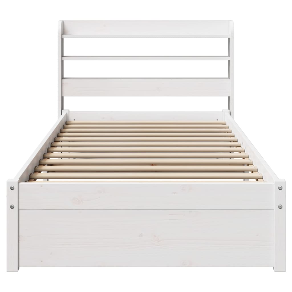 Bed Frame with Headboard Without Mattress White 75 x 190 cm