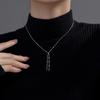 925 Sterling Silver Square Beads Link Chain Tassel Y Shape Necklaces Women Girls Jewelry