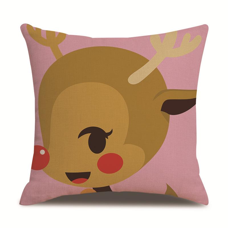 Christmas Pattern Single Sided Linen Pillow Case Living Room Pillow Case Bed Pillow Case Bedroom Pillow Case