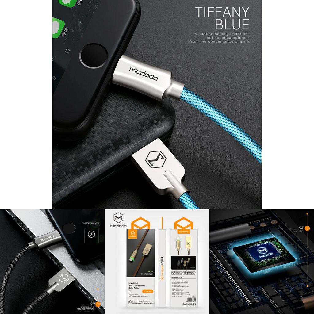 Auto Led Smart Disconnect Lightning Usb Data Charging Cable For Iphone X 7 8