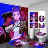 Snowman Print Toilet Bathroom Mat And Shower Curtain Four-Piece Set