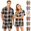 Couple Matching Pajama Set Short Sleeve Button Down Shirt with Hem and Shorts Soft Casual Sleepwear Set Available In S To XXXXL