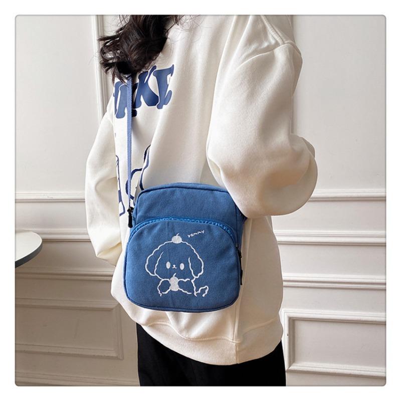 Japonský Harajuku styl kreslená plátěná taška korejská minimalistická crossbody peněženka pro studenty