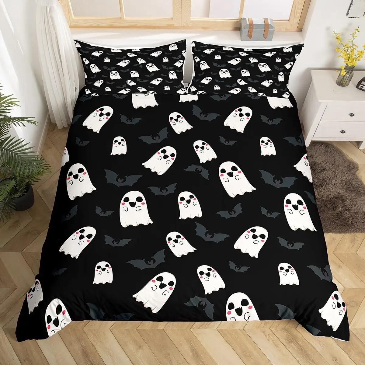 

Комплект постельного белья с изображением сахарного черепа, пододеяльник со скелетом для мальчиков и девочек, розовый бант, покрывало для одеяла на тему Хэллоуина 70x133cm 2pcs