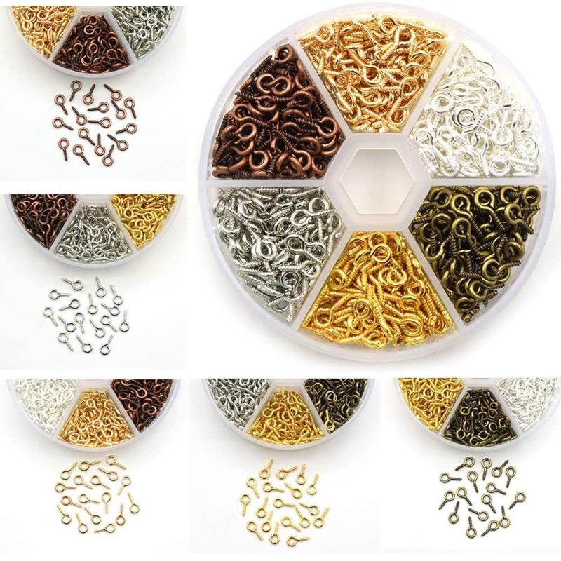 660Pcs Keychain Rings for Crafts Including 50Pieces Keychain Rings 10Pieces Lobster Clasp 600Pieces Screw Eye Pins Hooks