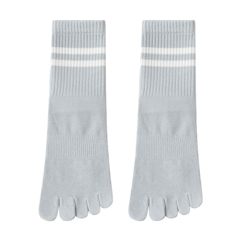 Female Spring and Summer Solid Color Professional Non Slip Pilates Fitness Temperament Yoga Tube Five Finger Socks