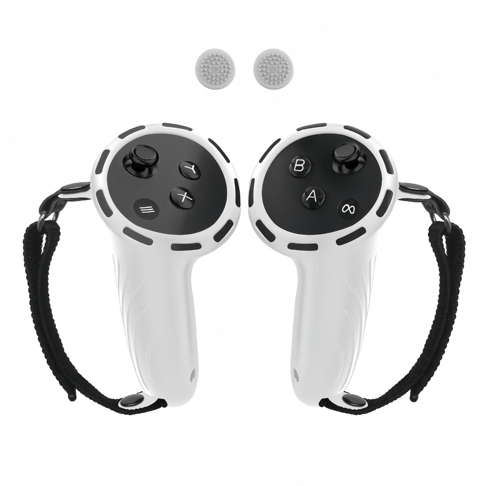 

Силіконовий захисний чохол і ремінець для гарнітури Meta Quest 3 VR Light grey handle with braided bracelet світло-сірого кольору