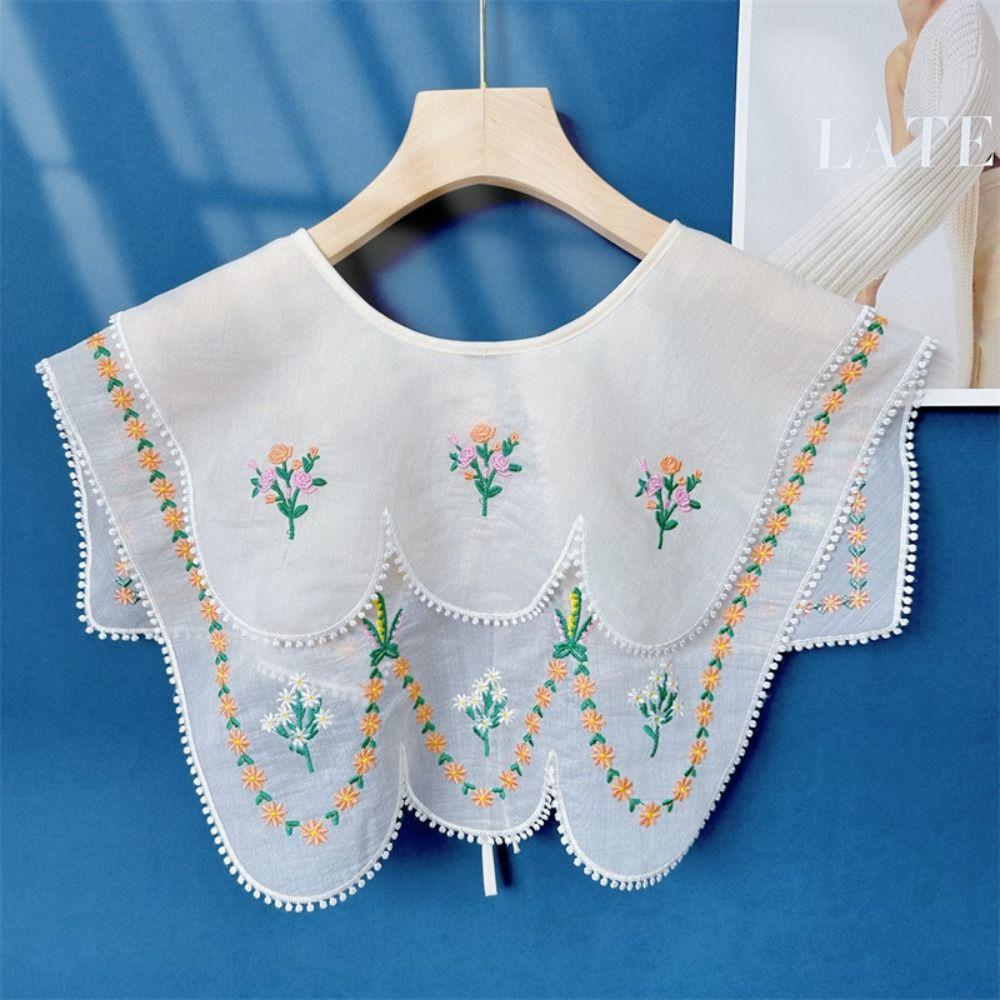 Cape Lace Blouse False Collars Embroidery Small Shawl Sweet Flower Scarves Scarf Accessories