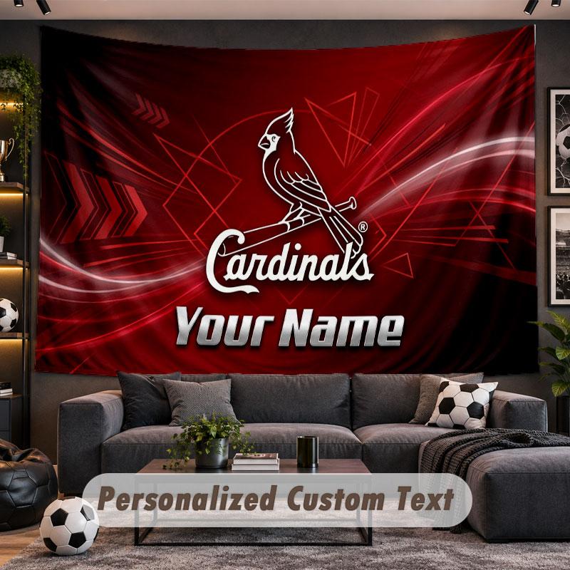 Wall Hanging Tapestry Custom NameSt. Louis Cardinals Pattern Personalized Printed Fabric Wall Decor