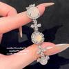 Myanmar Water Foam Jade Sunflower Big Egg Surface Gemstone Bracelet, New Chinese Style, White Chalcedony Agate Flower Zircon Bracelet.