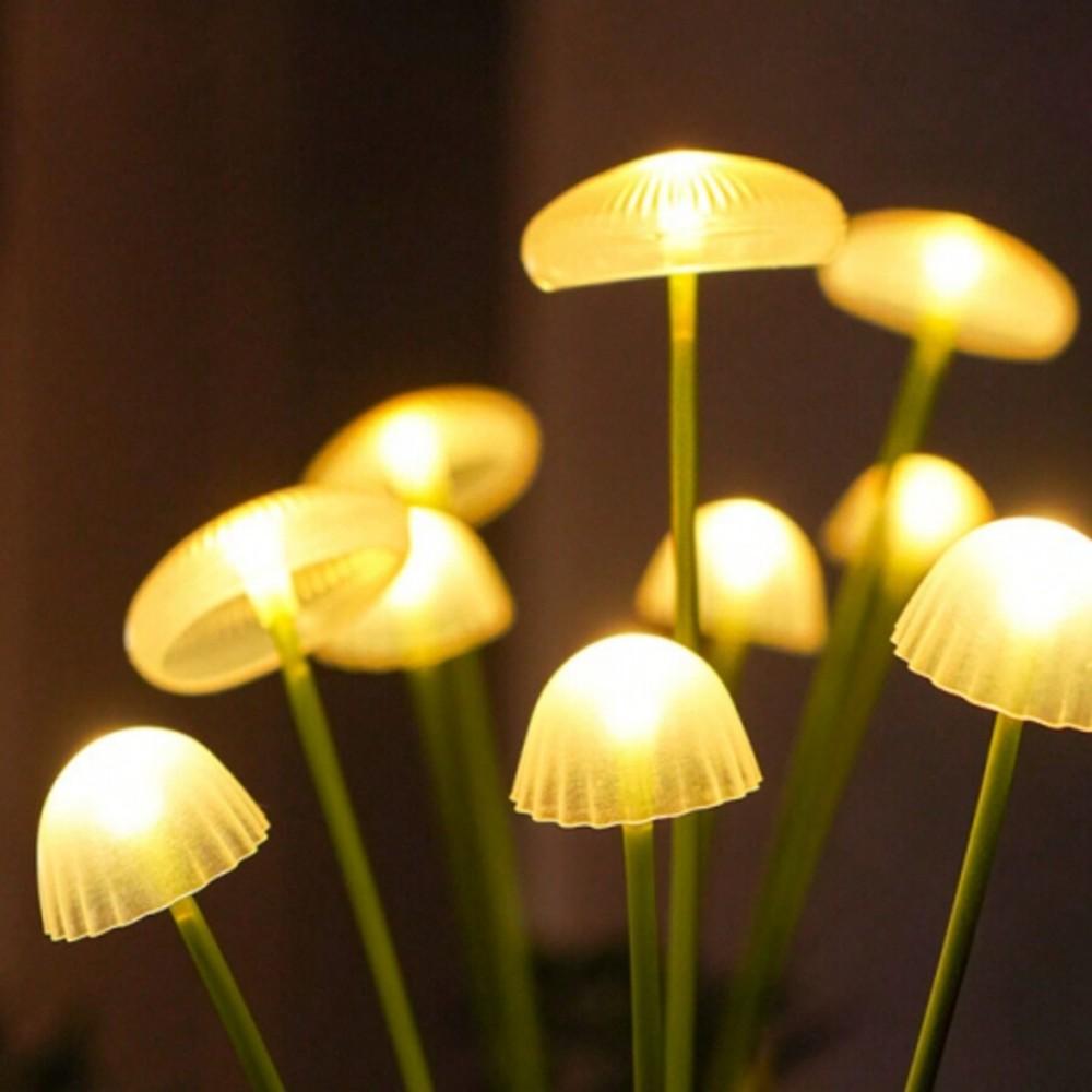 

Solar jellyfish lamp outdoor waterproof garden landscape atmosphere lamp home garden balcony decorative mushroom lawn lamp 6 Head теплый белый
