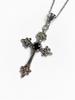 Gothic Cross Pendant Necklace With Flower Pattern Alloy Chain Jewelry For Party Wear