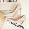 Fashion Women's High Heels Luxury Crystal Bridal Shoes Silk Dress Pumps Sexy Pointe Toe High Heels Fashion Wedding Shoes for Women Pumps