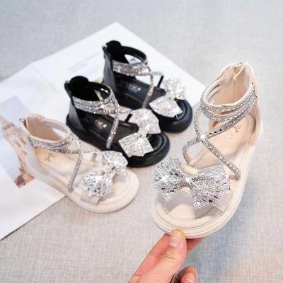 Sommer-Sandalen für Mädchen, Kleinkind Baby Prinzessinnen-Schuhe mit Strasssteinen, Kinder Römische Sandalen mit weicher Sohle für kleine und große Mädchen