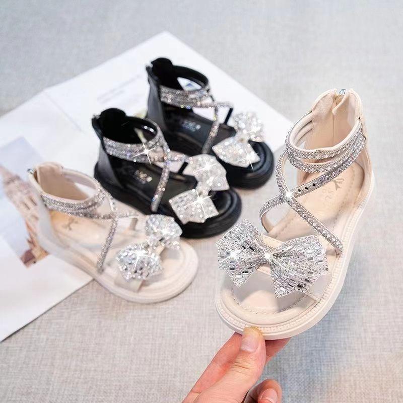 Sandali Estivi da Bambina, Scarpe Principessa con Strass per Neonati e Bambini Piccoli, Sandali Romani con Suola Morbida per Bambine Piccole e Grandi
