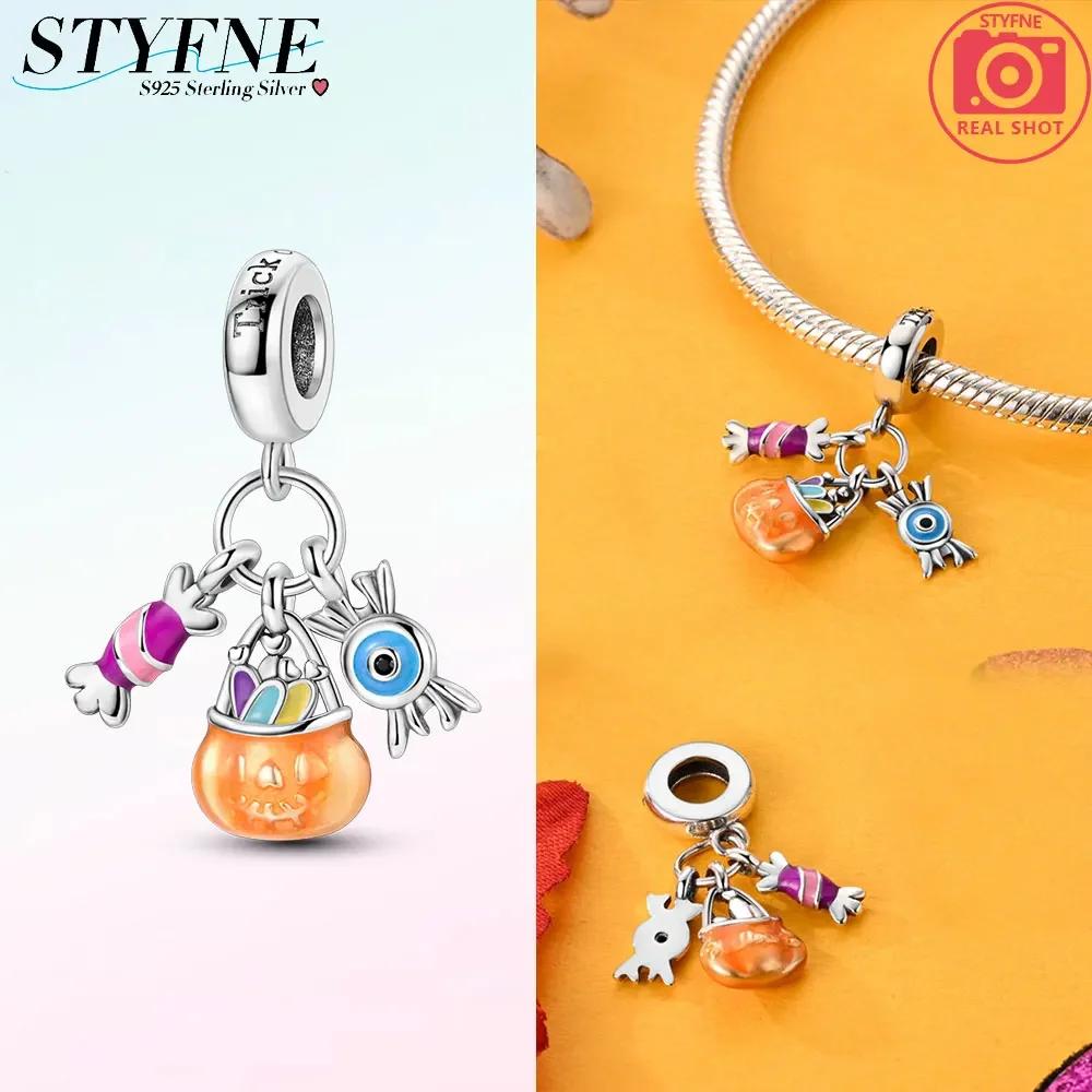 Coppernew Halloween Series Black Cat Luminous Pumpkin Pendant Beads For Women Diy Bracelet Necklace Jewelry Gift