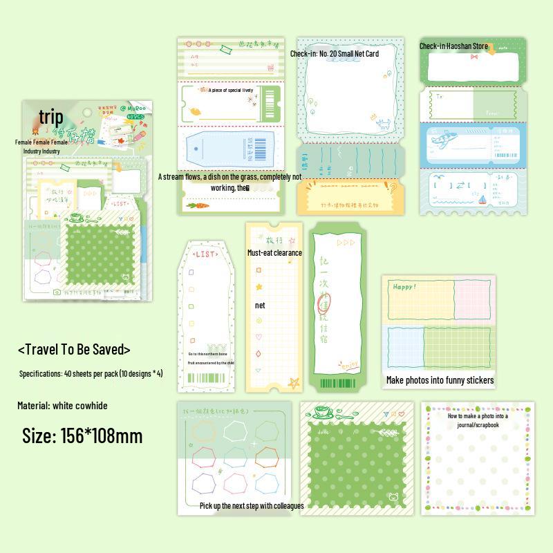 Creative Tearable Sticky Note Stickers for Journals, DIY Collage, and Student Markers