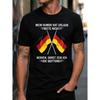 Men's German Humor Graphic T-Shirt With Crossed Flags And Sarcastic Text, Classic Crew Neck Short Sleeve Tee For Casual Wear