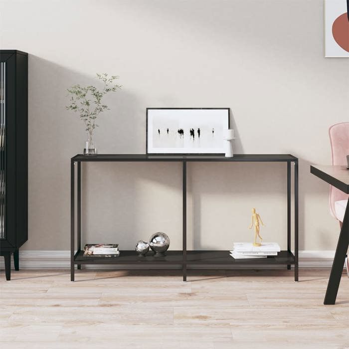 VidaXL Table console Noir 140x35x75,5 cm Verre trempé 331695
