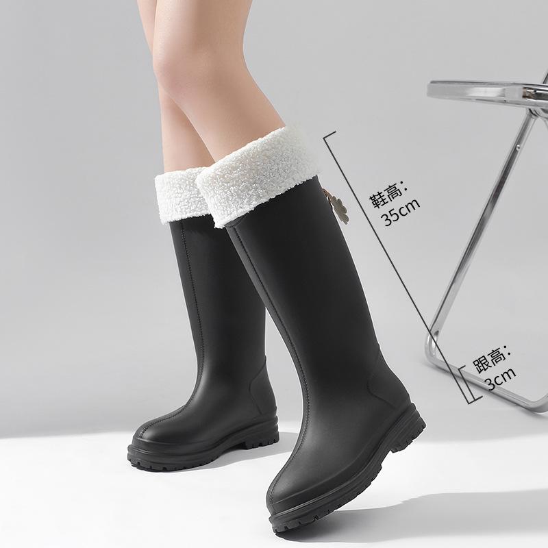 Japanese and Korean Platform Pvc Rain Shoes New Women's Outer Wear, Waterproof and Non-slip Outdoor Long Tube Fashion Rain Boots Women