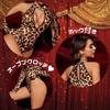 Leopard Print Cosplay Sexy Lingerie High Leg Leotard Extreme Bodysuit Costume Leopard L Body Tights High Neck Set Open Chest [MORApink] (Brown, L)