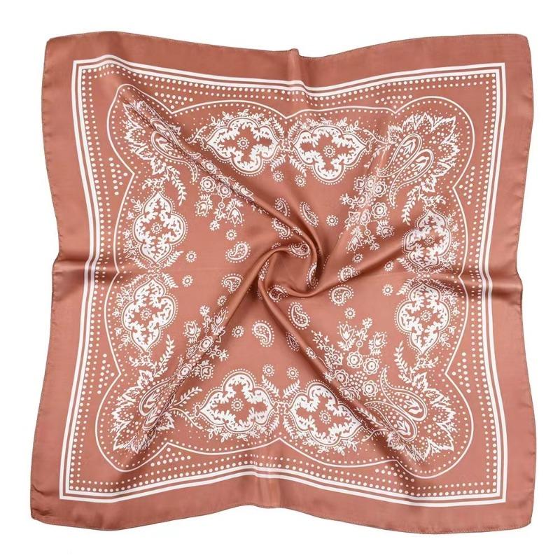 Women Scarf 70cm Black Hip Hop Bandana Kerchief Paisley Printed Hijab Headwear Wrist Hairwrap Square Scarves Print Handkerchief