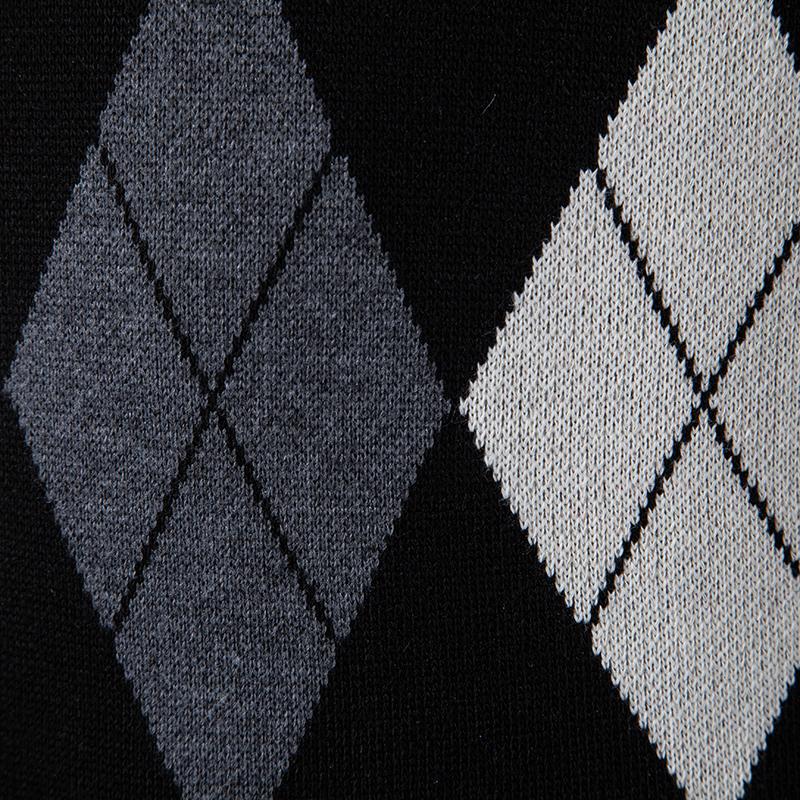 Herren Argyle Westen Mode V-Ausschnitt Ärmelloser Pullover Weste Luxus Kontrast Herren Strickweste