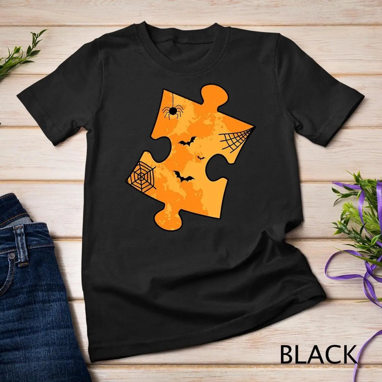 

Halloween Autism Awareness Costume With Puzzle Bats Moon T shirt S чёрный
